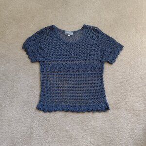 Blue crochet boho top, Size L